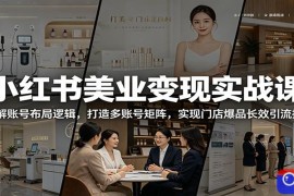 小红书美业变现实战课：拆解账号布局逻辑，打造多账号矩阵，实现门店爆品长效引流拓客