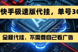 最新7月快手极速版掘金，无需自己看广告，一键代挂，单号30 