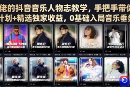 某大佬的抖音音乐人物志教学，手把手带你解锁伙伴计划 精选独家收益，0基础入局音乐垂类赛道