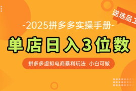 拼多多虚拟电商SOP教程，小白轻松月入过万，【附赠选品工具】