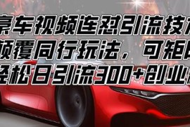 （13856期）豪车视频连怼引流技术，颠覆同行玩法，可矩阵，轻松日引流300 创业粉