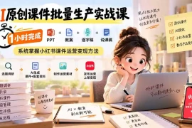 AI原创课件批量生产实战课：1小时完成PPT 教案 逐字稿 说课稿，系统掌握小红书课件运营变现方法