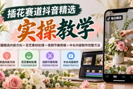 插花赛道抖音精选实操教学：掌握精选内容方向 花艺素材处理 视频节奏剪辑 中长内容制作完整方法