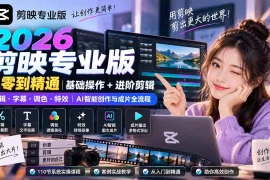 2026剪映专业版从零到精通｜基础操作 进阶剪辑｜剪辑·字幕·调色·特效｜AI智能创作与成片全流程