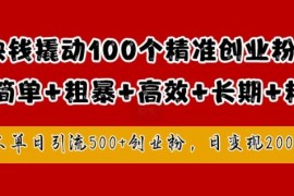 1块钱撬动100个精准创业粉，简单粗暴高效长期精准，单人单日引流500 创业粉，日变现2k【揭秘】
