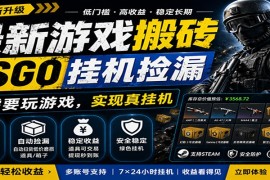 最新游戏搬砖CSGO纯挂机，真挂机月入1W ，五一小高峰上车可吃肉，手机即可操作