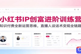 小红书IP创富进阶训练营：知识付费全新运营思维，直播人设话术变现全链路