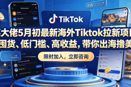 某大佬5月初最新海外Tiktok拉新项目，不囤货、低门槛、高收益，带你出海撸美刀