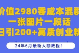 价值2980零成本混群一张图片一段话日引200 高质创业粉，24年6月最新大咖教程【揭秘】