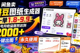 闲鱼卖拼豆图纸生成器，一单1.8-9.9，单号月收益居然达到2000 一键出图永久使用