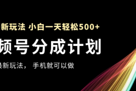 视频号分成计划，全网最暴力玩法，新手一天也能轻松500  ，用手机就可以做