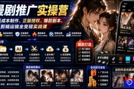AI漫剧推广实操营｜零基础低成本制作、正版授权、爆款剧本、剪辑运镜全变现实战课