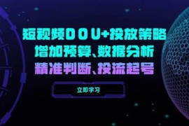 （14288期）短视频DOU 投放策略，增加预算、数据分析、精准判断，投流起号