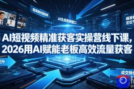 AI短视频精准获客实操营6月10-14号线下课，2026用AI赋能老板高效流量获客