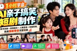1小时学会AI亲子搞笑短剧制作：爆款账号拆解 剧情脚本 人物互动 拍摄剪辑，跑通涨粉带货完整链路