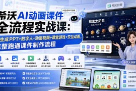 希沃AI动画课件全流程实战课：AI生成PPT 数字人 动画视频 课堂游戏 交互动画，完整跑通课件制作流程