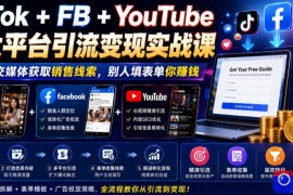 TikTok FB YouTube三大平台引流变现实战课，通过社交媒体获取销售线索，别人填表单你賺钱【原创双语字幕】