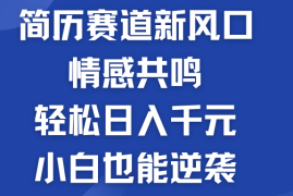 揭秘！简历模板赛道的新风口，情感共鸣，轻松日入千元，小白也能逆袭！