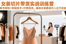 （17357期）女装切片带货实战训练营，账号授权 剪辑技术 付费投流，瞄准女装赛道月入过万收益