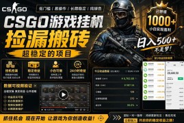 CSGO游戏搬砖，全自动挂G，不需要玩游戏，手机操作日入300 ，解放双手【揭秘】