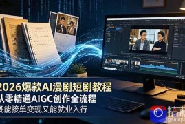 2026 爆款 AI 漫剧短剧教程 从零精通 AIGC 创作全流程 既能接单变现又能就业入行