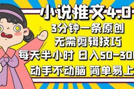 （12506期）小说推文4.0，3分钟一条原创，每天半小时，日入50-300 ，动手不动脑，…