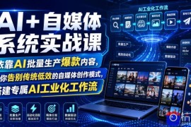 AI 自媒体系统实战课，依靠AI批量生产爆款内容，带你告别传统低效的自媒体创作模式，搭建专属AI工业化工作流