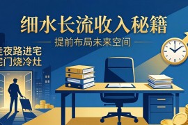 某付费文章：细水长流收入秘籍：走夜路进宅门烧冷灶，提前布局未来空间