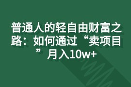 普通人的轻自由财富之路：如何通过“卖项目”月入10w 