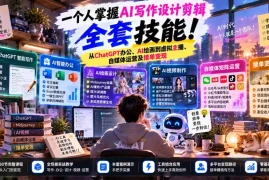 一个人掌握AI写作设计剪辑全套技能：从ChatGPT办公、AI绘画到虚拟主播、自媒体运营及接单变现