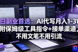 小白副业首选：AI代写月入1-3W，附保姆级工具指令 接单渠道，不用文笔不用引流【揭秘】