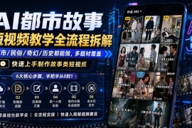 AI都市故事短视频教学全流程拆解；都市/民俗/奇幻/历史都能做多题材覆盖，快速上手制作故事类短视频