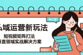 私域运营新玩法，短视频矩阵打法，垂直领域实战解决方案（更新6月）