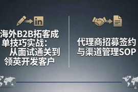 海外B2B拓客成单技巧实战：从面试通关到领英开发客户，代理商招募签约与渠道管理SOP