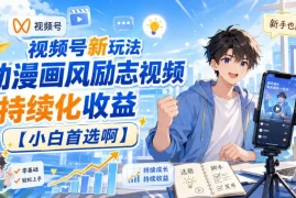 视频号新玩法动漫画风励志视频，持续化收益【小白首选啊】