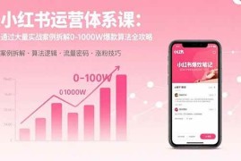 （15792期）小红书运营体系课：通过大量实战案例拆解0-1000W爆款算法全攻略