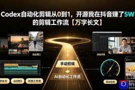Codex自动化剪辑从0到1，开源我在抖音赚了5W 的剪辑工作流【万字长文】