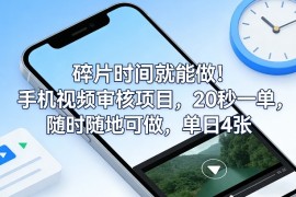 碎片时间就能做！手机视频审核项目，20秒一单，随时随地可做，单日4张 【揭秘】