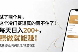 试了两个月，这个冷门赛道真的藏不住了！每天日入200 ，照做就能赚！