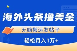 海外头条撸美金，无脑搬运发帖子，月入1万 ，小白轻松掌握【揭秘】