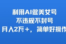 利用AI做美女号，不违规不封号，月入2W ，简单好操作