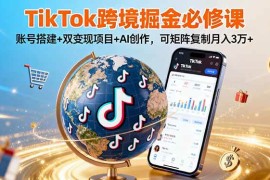 （16003期）TikTo跨境掘金必修课，账号搭建 双变现项目 AI创作，可矩阵复制月入3万 