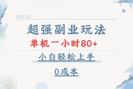 （13907期）超强副业玩法，单机一小时80 ，小白轻松上手，0成本