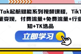 TikTok起航赋能系列视频课程，TikTok流量变现，付费流量 免费流量 行业认知 TK选品