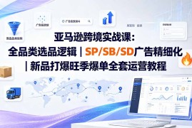 亚马逊跨境实战课-更新8月：全品类选品逻辑｜SP/SB/SD广告精细化｜新品打爆旺季爆单全套运营教程