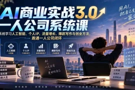 AI商业实战3.0一人公司系统课：系统学习人工智能、个人IP、流量增长、爆款写作与创业方法，跑通一人公司闭环