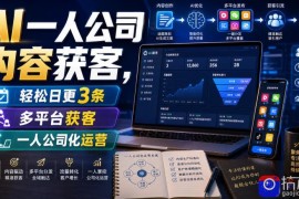 AI一人公司内容获客，轻松日更3条，多平台获客，一人公司化运营