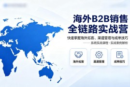 海外B2B销售全链路实战营，快速掌握海外拓客、渠道管理与成单技巧