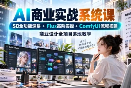 AI商业实战系统课｜SD全功能深耕 Flux高阶实操 Comfyui流程搭建，商业设计全项目落地教学