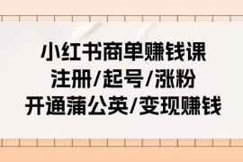 （11130期）小红书商单赚钱课：注册/起号/涨粉/开通蒲公英/变现赚钱（25节课）